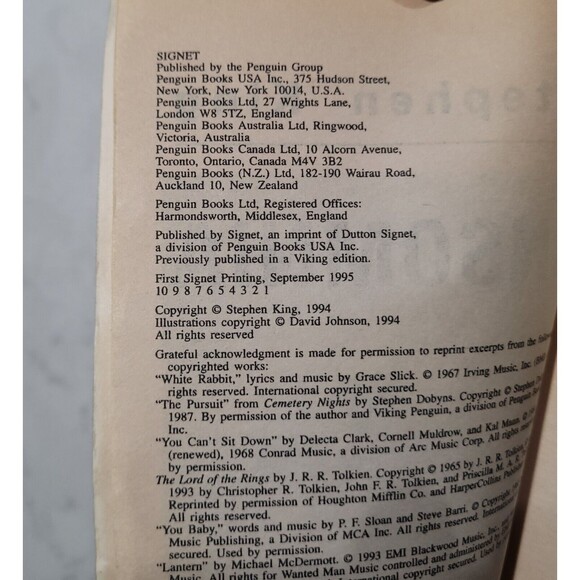 Insomnia by Stephen King 1995 True 1st Edition 1st Printing By Signet Pub. EUC - Picture 4 of 9